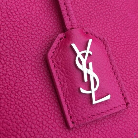 SAINT LAURENT  Grained Calfskin Small Cabas Rive Gauche - Fuschia - Picture 13 of 15